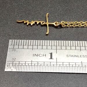 Gold Plated Necklace w/ Small Faith Cross Pendant Anniversary Birthday Gift